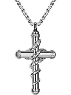 Silver Snake Cross Urn Cross Necklaces for Ashes